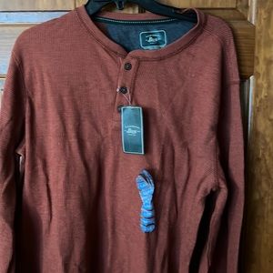 New Bass Mens Thermal Shirt Henley L NWT